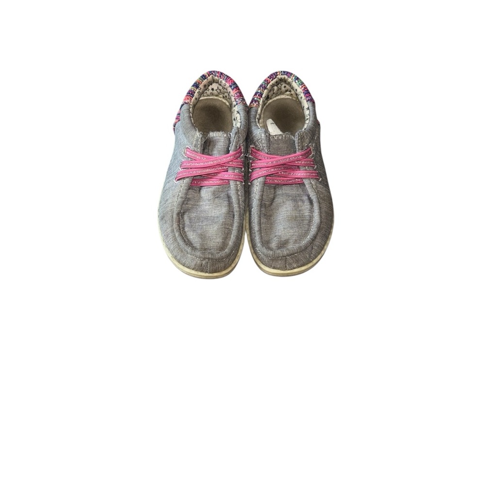🌞 Gray and Pink Moccasins with Rounded Toe